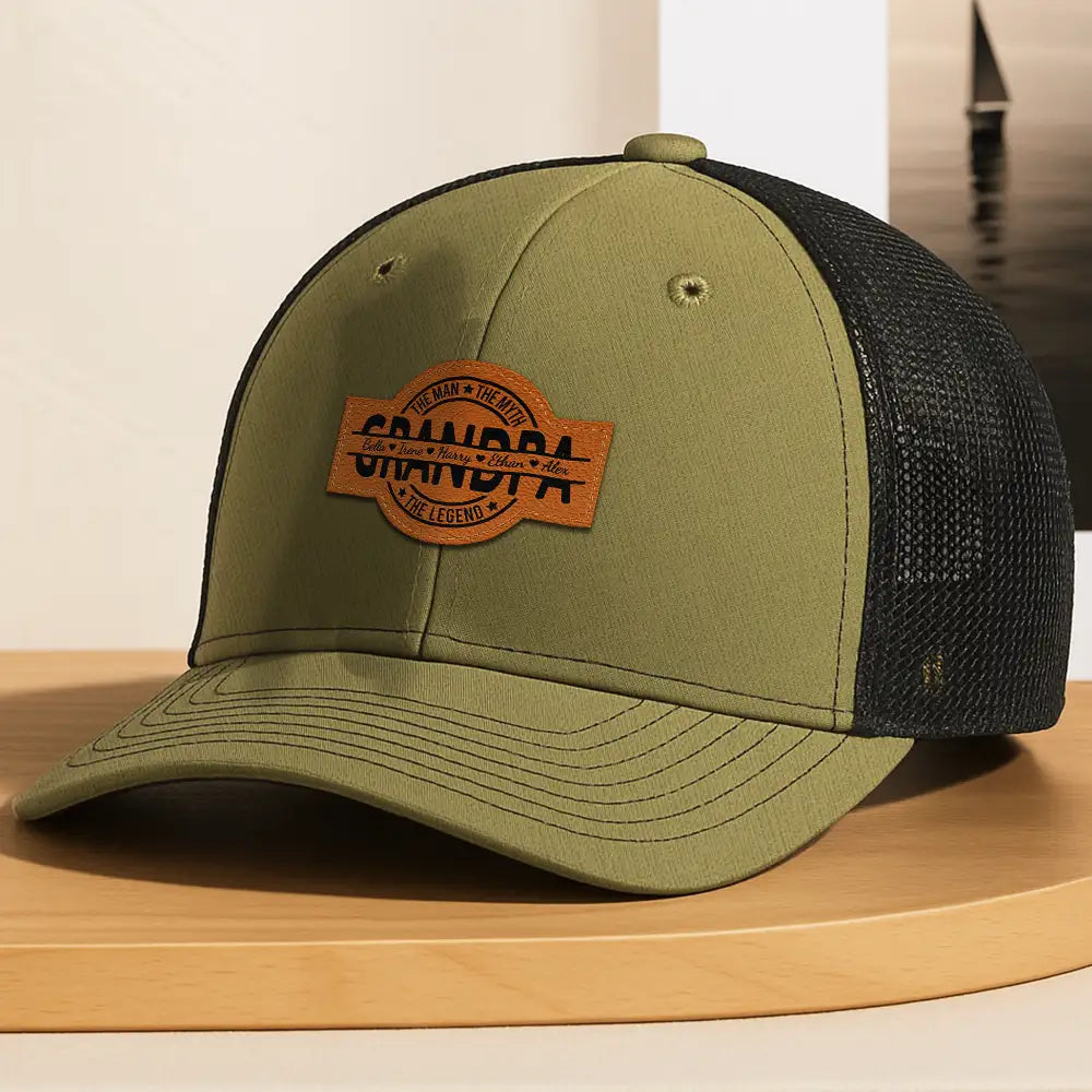 Gift For Father,Top Market,Proud,Special Font - Dad The Man The Myth The Legend - Personalized Leather Patch Hat