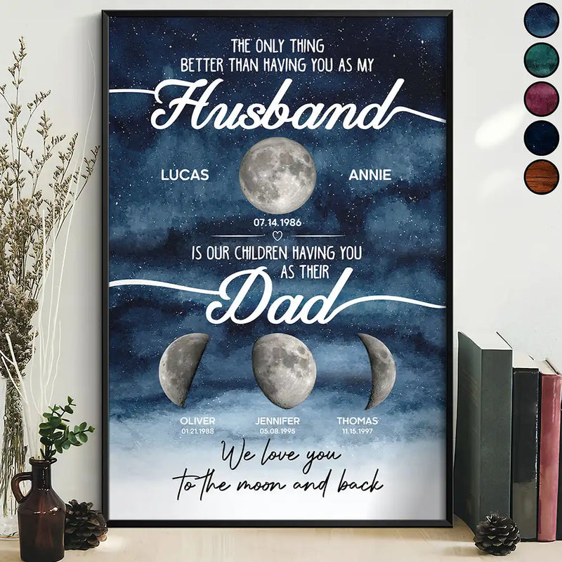 Gift For Father,Top Market,Proud,Moon Phase - Moon Phase We Love You To The Moon And Back Dad - Personalized Poster