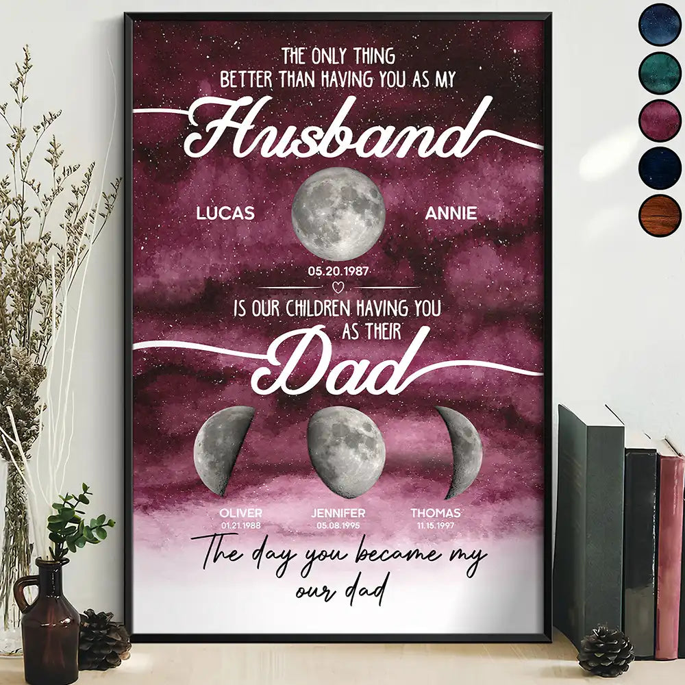 Moon Phase We Love You To The Moon And Back Dad - Personalized Poster