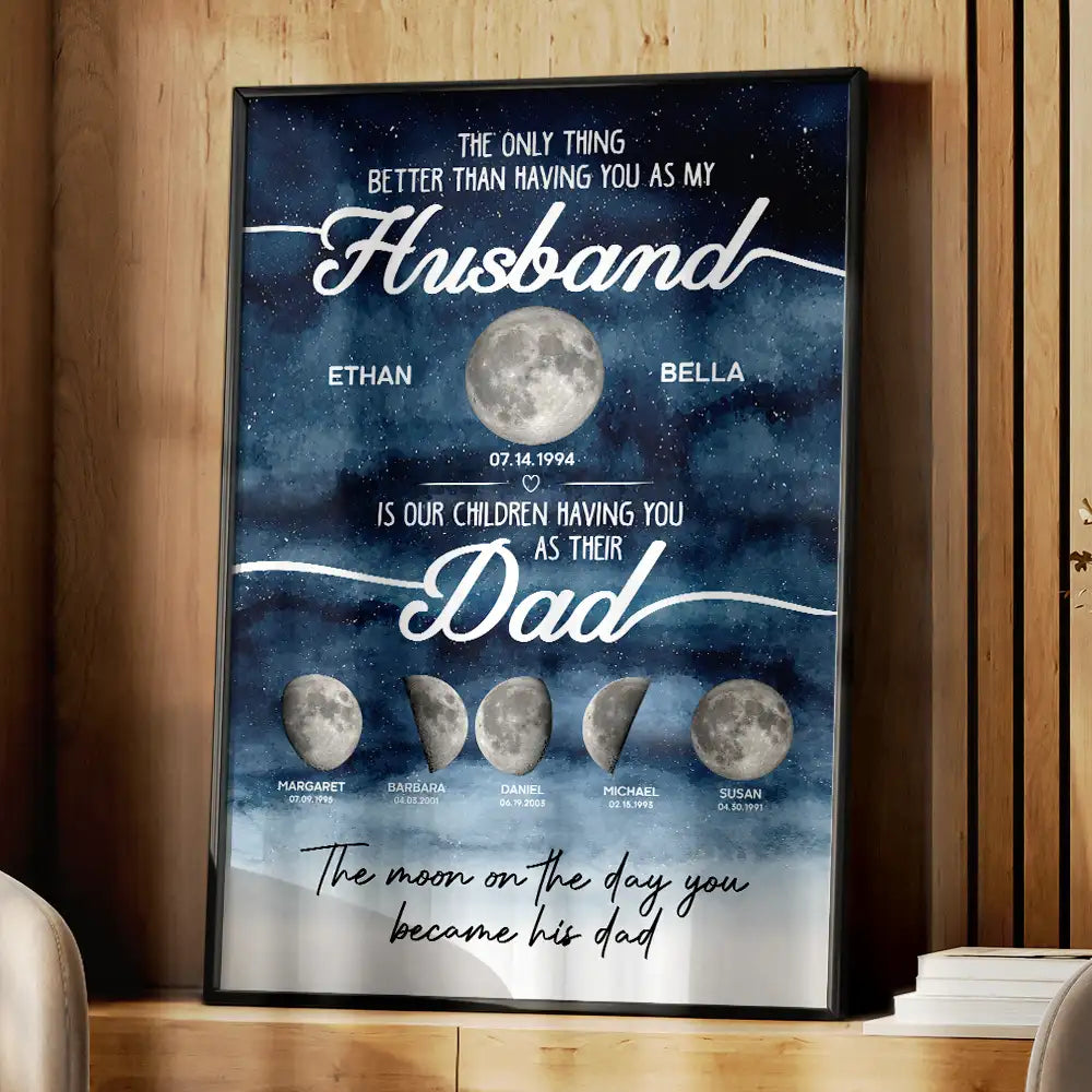 Gift For Father,Top Market,Proud,Moon Phase - Moon Phase We Love You To The Moon And Back Dad - Personalized Poster