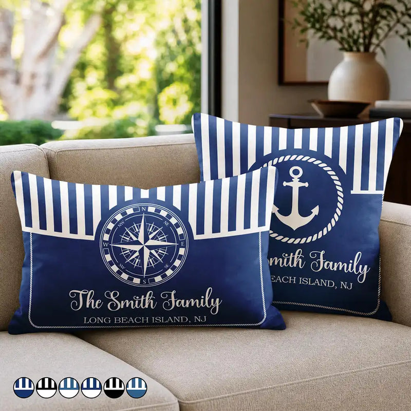 Summer,Family,Confident,Custom Text - Beach House Lake House Family Name - Personalized Pillow