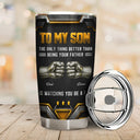 Gift For Father,Gift For Son,Dad - Son (Adult),Gift For Children,Top Market,Proud,Custom Text - 3D Metallic Effect Hand Punch Watching You Be A Dad - Personalized Tumbler