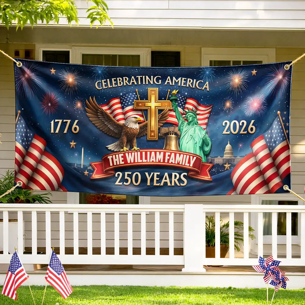 3D Effect Celebrating America 250 Years - Personalized Horizontal Banner