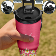 Back To School,Top Market,Teacher,Confident,Icon - Blooming With Birth Flower And Name - Personalized 30oz Tumbler With Handle