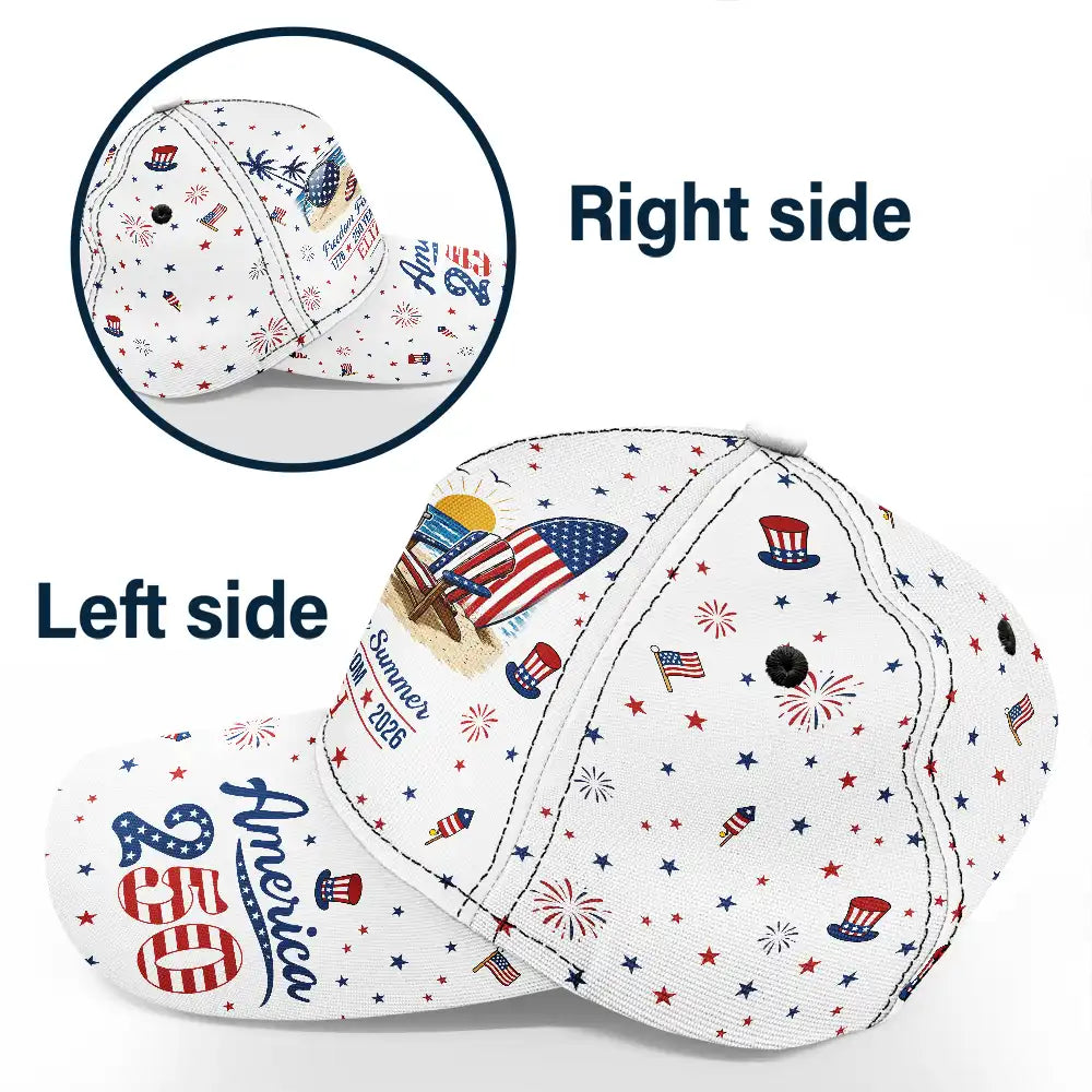 America 250th, Independence Day, Summer, Family, Proud, Custom Text - America 250 Freedom Feels Like Summer - Personalized Classic Cap