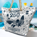 America 250th, Independence Day, Summer, Family, Proud, Custom Text - America 250 Freedom Feels Like Summer - Personalized Beach Bag