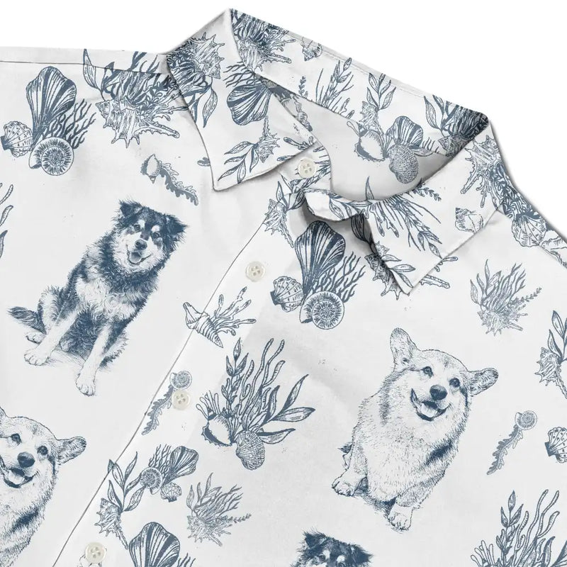 Custom Photo, Art Design, Summer, Pet Lovers, Playful, Photo - Pencil Sketch - Remove BG - Custom Photo Pencil Sketch Portrait Pet Mom Pet Dad - Personalized Hawaiian Shirt