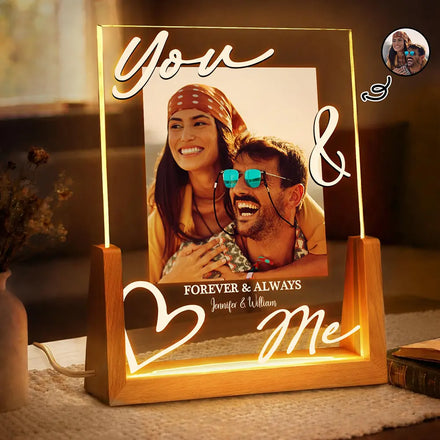 Custom Photo You & Me Lucky In Love - Personalized Night Light