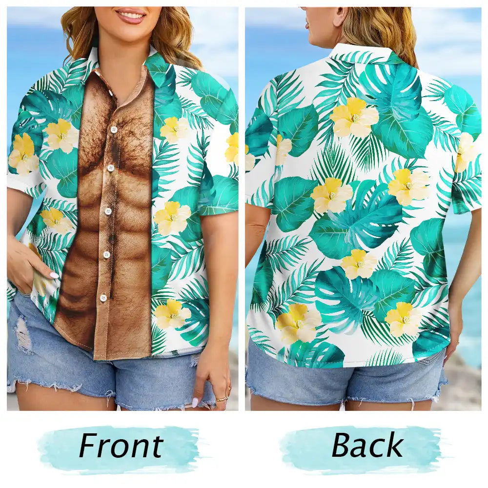 Summer,Gift For Men,Gift For Yourself,Humorous,Icon - Funny Hairy Muscle Body Summer Vibe - Personalized Hawaiian Shirt
