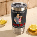 Gift For Couples,Top Market,Romantic,Vector - Vintage Animate Couple Annoying Each Other Since Year - Personalized Leather Tumbler