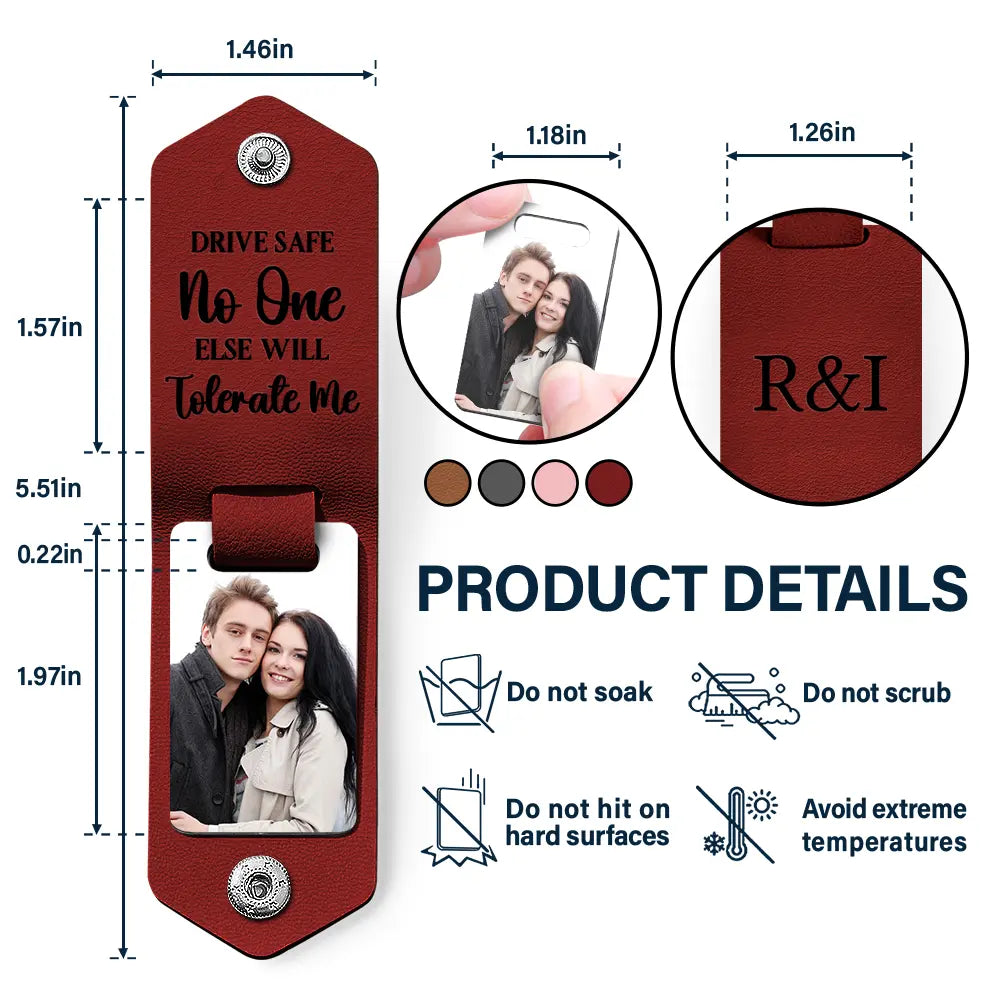 Custom Photo Drive Safe - Gift For Couples - Personalized Leather Photo Keychain