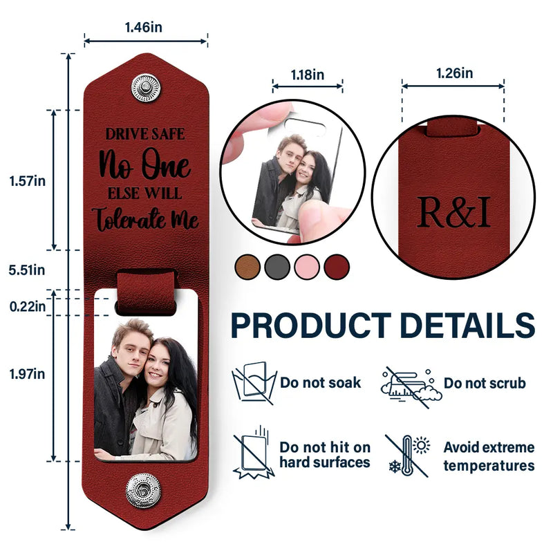 Custom Photo Drive Safe - Gift For Couples - Personalized Leather Photo Keychain
