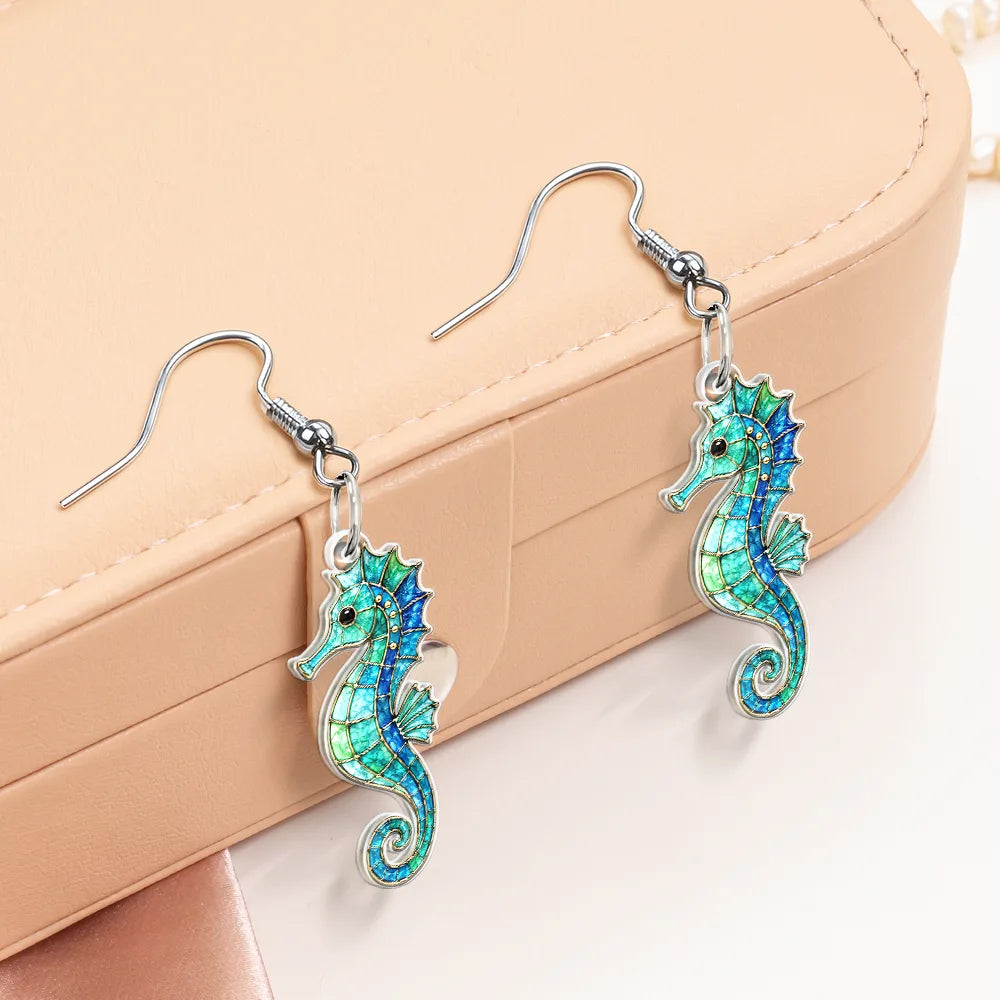 Summer, Gift For Yourself, Adorable, Icon - Sea Turtle Starfish Summer Vibe Icon Stained Glass Effect - Personalized Acrylic Earrings