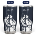 Custom Photo, Art Design, Gift For Couples, Top Market, Romantic, Photo - Pencil Sketch - Dark BG - Custom Photo White Pencil Sketch Art Happy Anniversary Couple - Personalized Tumbler