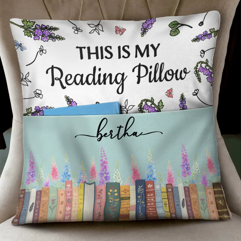 Gift For Yourself, Gift For Women, Reading, Adorable, Icon - This Is My Book Reading Pillow Birth Flowers - Personalized Pocket Pillow