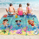 Gift For Kids, Summer, Playful, Vector - Scuba Diving Kid With Name - Personalized Beach Towel