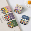 Adorable, Reading, Gift For Yourself, Gift For Women, Icon - Reading Birth Month Flowers Keepsake - Personalized Leather Magnetic Bookmark