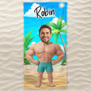 Art Design,Humorous,Gift For Men,Gift For Yourself,Summer,Photo - Swimwear 3D Effect - Custom Photo 3D Swimsuit Funny On Beach - Personalized Beach Towel