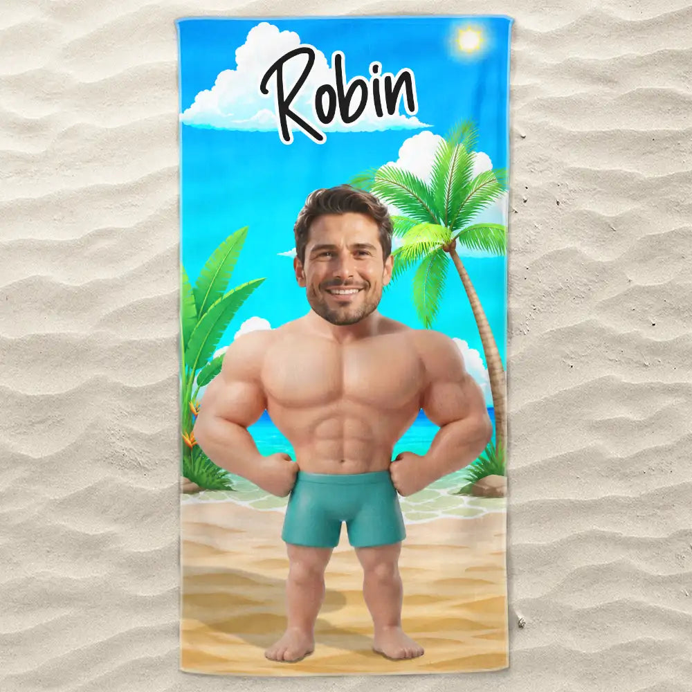 Art Design,Humorous,Gift For Men,Gift For Yourself,Summer,Photo - Swimwear 3D Effect - Custom Photo 3D Swimsuit Funny On Beach - Personalized Beach Towel