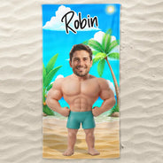 Art Design,Humorous,Gift For Men,Gift For Yourself,Summer,Photo - Swimwear 3D Effect - Custom Photo 3D Swimsuit Funny On Beach - Personalized Beach Towel