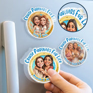 Art Design,Cruising,Humorous,Summer,Gift For Couples,Photo - Caricature - Remove BG - Custom Photo Caricature Cruise Partners For Life - Personalized Acrylic Magnet