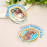 Art Design,Cruising,Humorous,Summer,Gift For Couples,Photo - Caricature - Remove BG - Custom Photo Caricature Cruise Partners For Life - Personalized Acrylic Magnet
