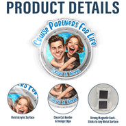 Art Design,Cruising,Humorous,Summer,Gift For Couples,Photo - Caricature - Remove BG - Custom Photo Caricature Cruise Partners For Life - Personalized Acrylic Magnet