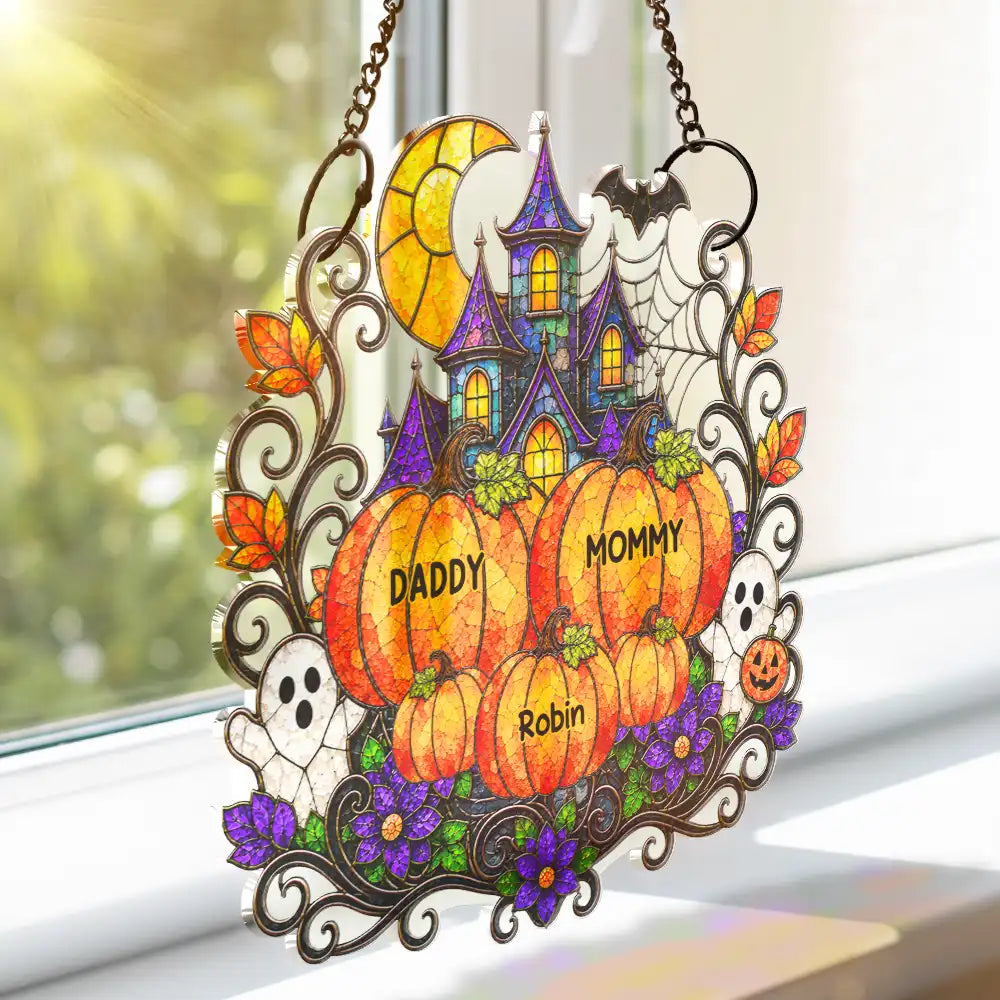 Top Market, Adorable, Halloween, Family, Icon - Haunted Family Home Sweet Home - Personalized Window Hanging Suncatcher Ornament