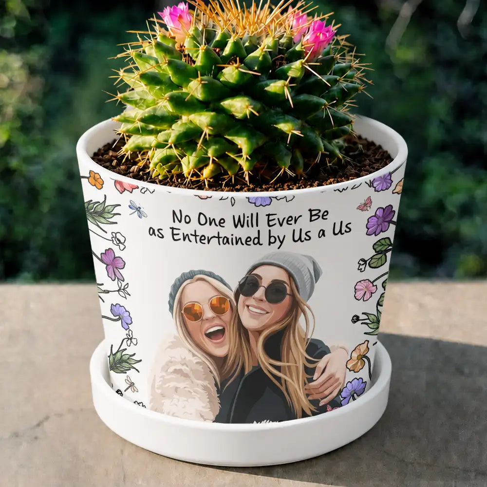 Art Design,Sentimental,Gift For Bestie,Summer,Photo - Semi Realistic Portrait - Custom Photo Semi Realistic Portrait Besties Forever - Personalized Plant Pot