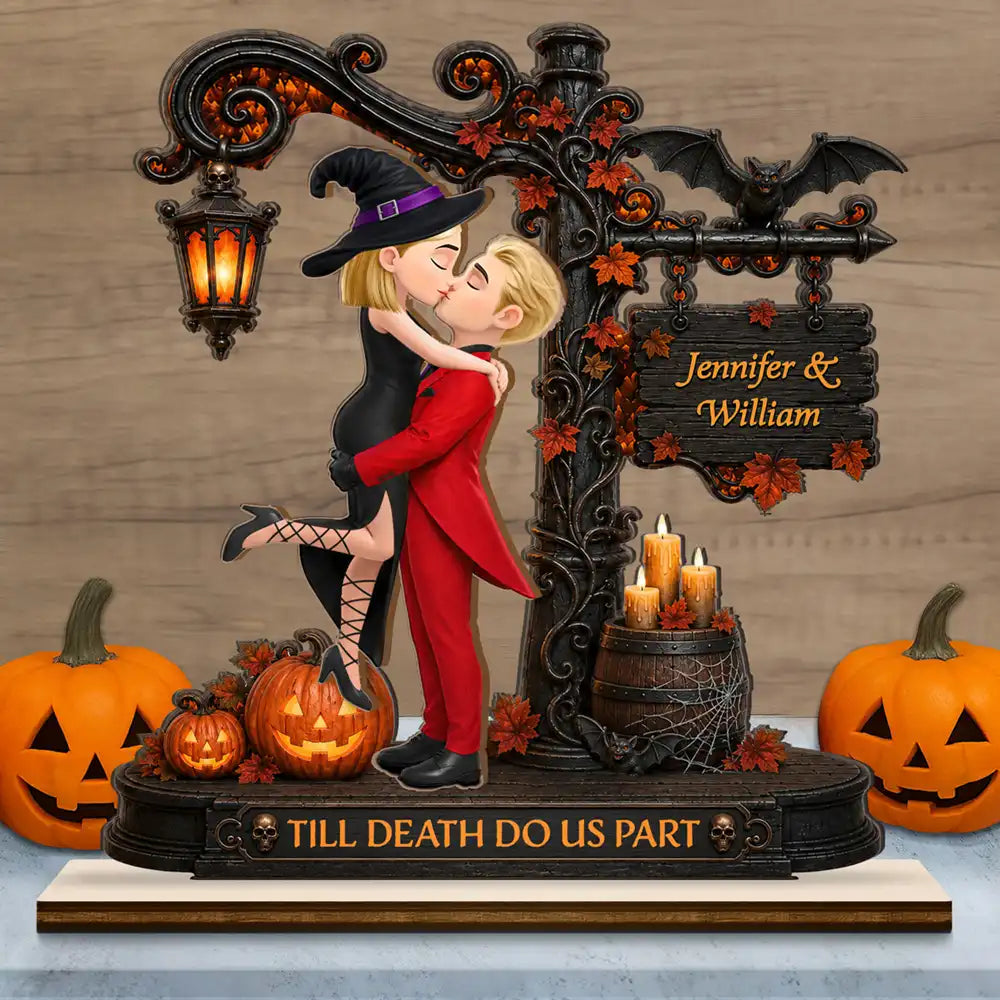 Couple Till Death Do Us Part - Personalized Custom Shaped Wooden Plaque