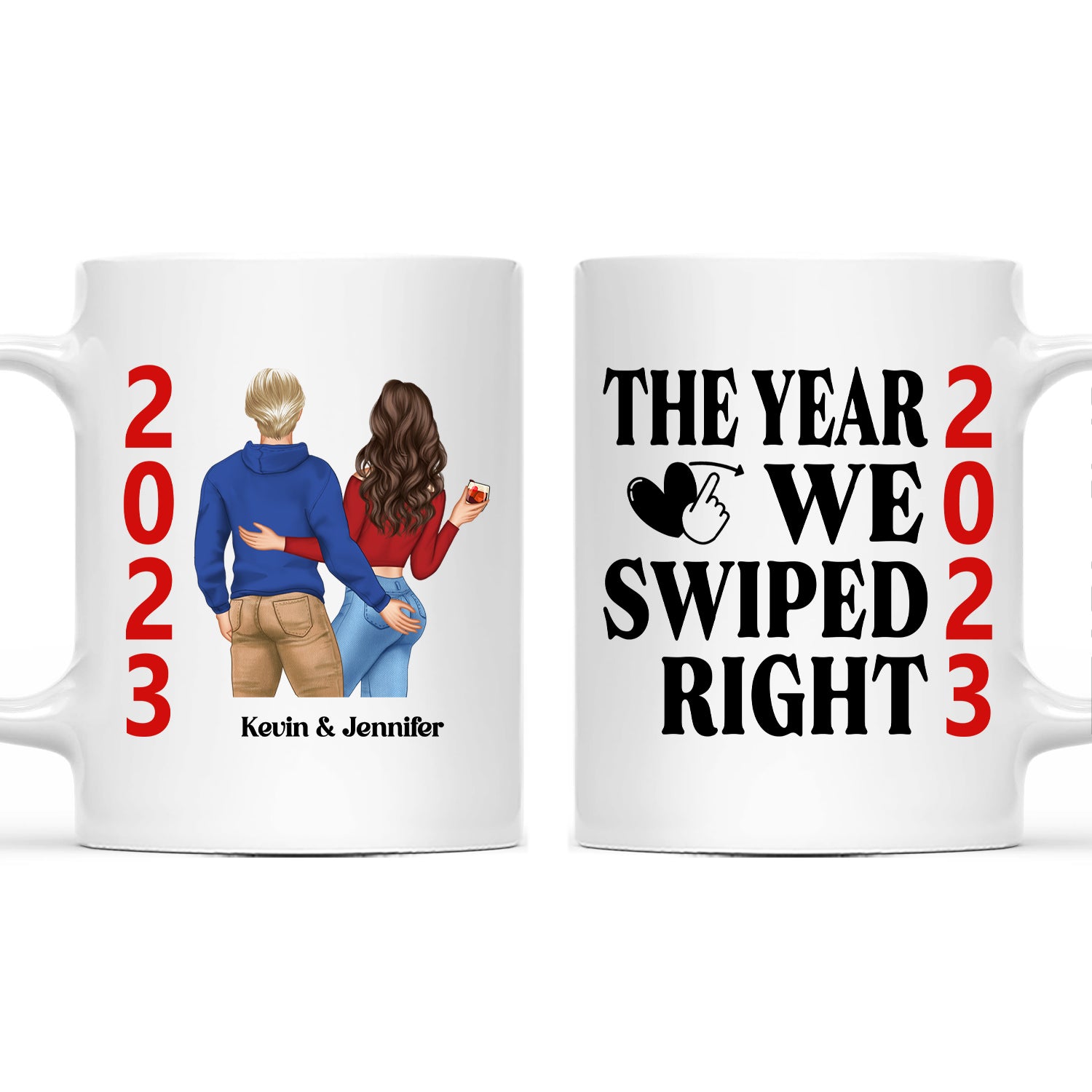 The Year We Swiped Right - Gift For Couples - Personalized Mug