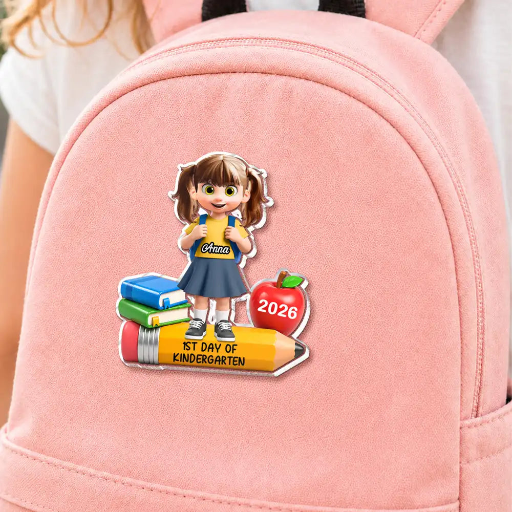 Top Market,Adorable,Back To School,Gift For Kids,Vector - First Day Of Kindergarten - Personalized Acrylic Pin