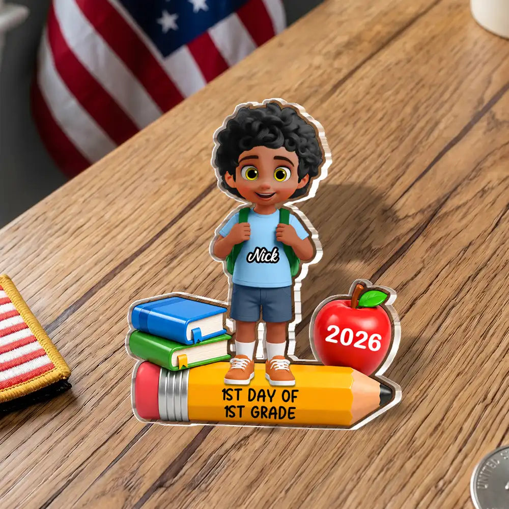 Top Market,Adorable,Back To School,Gift For Kids,Vector - First Day Of Kindergarten - Personalized Acrylic Pin
