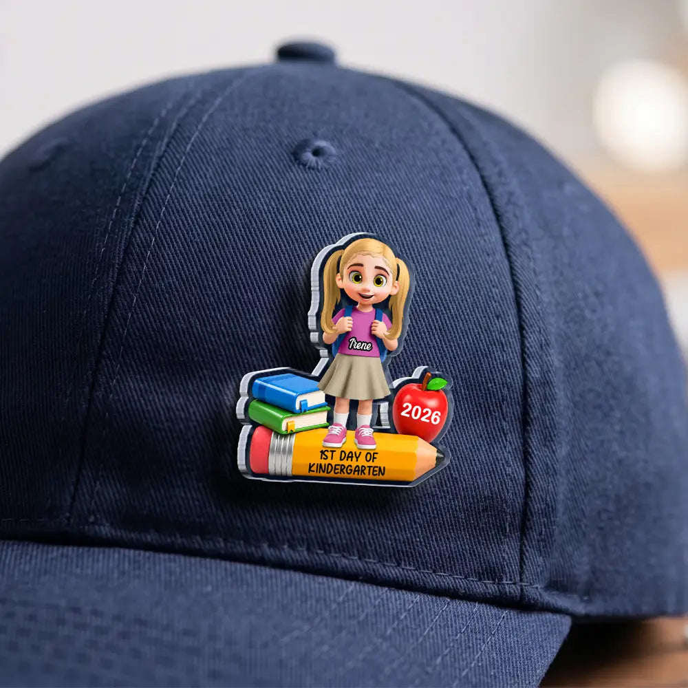Top Market,Adorable,Back To School,Gift For Kids,Vector - First Day Of Kindergarten - Personalized Acrylic Pin