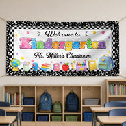 Top Market,Teacher,Inspirational,Back To School,Custom Text - Welcome To First Grade Kindergarten - Personalized Horizontal Banner