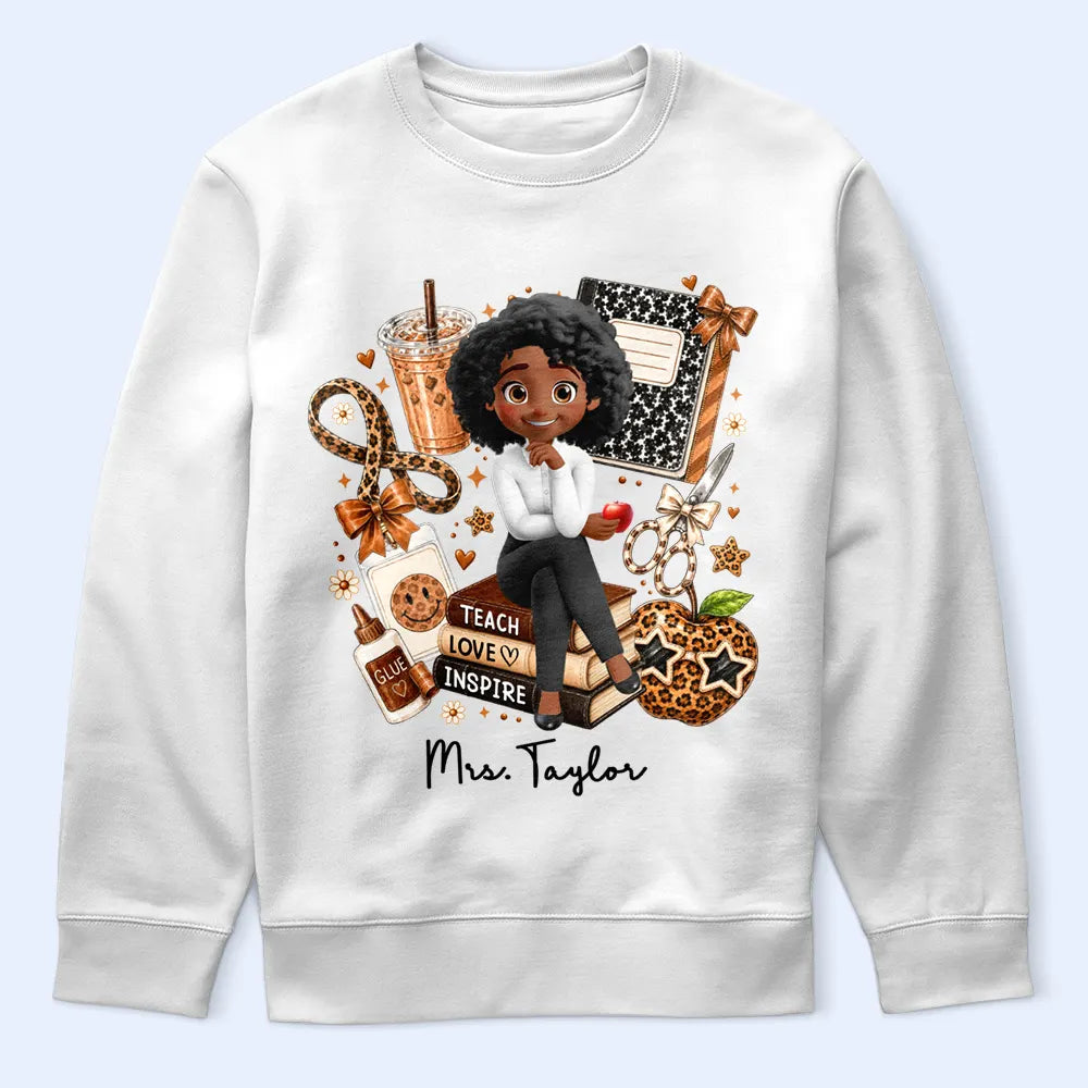 Top Market,Teacher,Back To School,Proud,Vector - Leopard Style Teacher Life - Personalized T Shirt