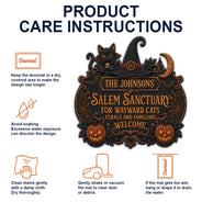 Halloween, Family, Custom Text, Happy - Salem Sanctuary For Wayward Cats Ferals - Personalized Custom Shaped Doormat