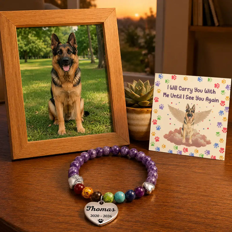 Art Design,Pet Memorial,Sympathetic,Pet Lovers,Memorial,Photo - Watercolor - Remove BG - Custom Photo Realistic Watercolor Art I Crossed The Rainbow Bridge Knowing I Was Loved - Personalized Rainbow Bridge Bracelet