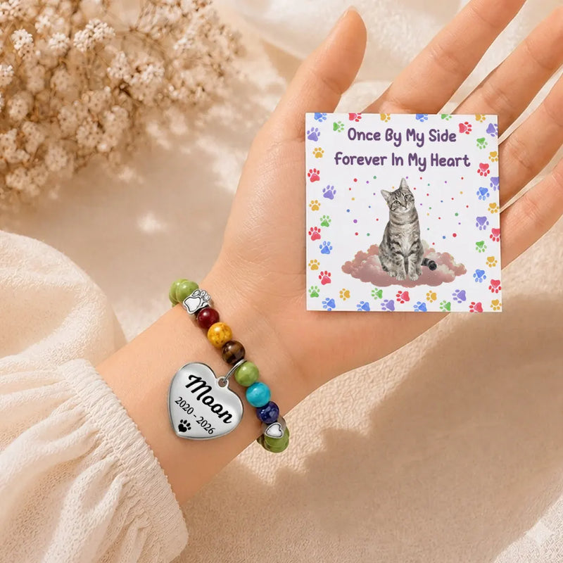Art Design,Pet Memorial,Sympathetic,Pet Lovers,Memorial,Photo - Watercolor - Remove BG - Custom Photo Realistic Watercolor Art I Crossed The Rainbow Bridge Knowing I Was Loved - Personalized Rainbow Bridge Bracelet