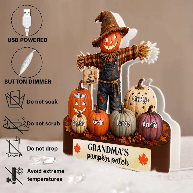 Adorable,Gift For Grandchildren,Gift For Grandkids,Gift For Grandma,Halloween,Grandma - Grandkids,Icon - Grandma Pumpkin Patch Halloween - Personalized Custom Shaped Light Box