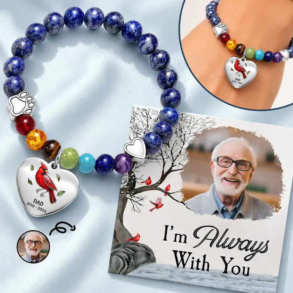 Custom Photo Memorial My Mind Still Talks To You - Personalized Rainbow Bridge Bracelet