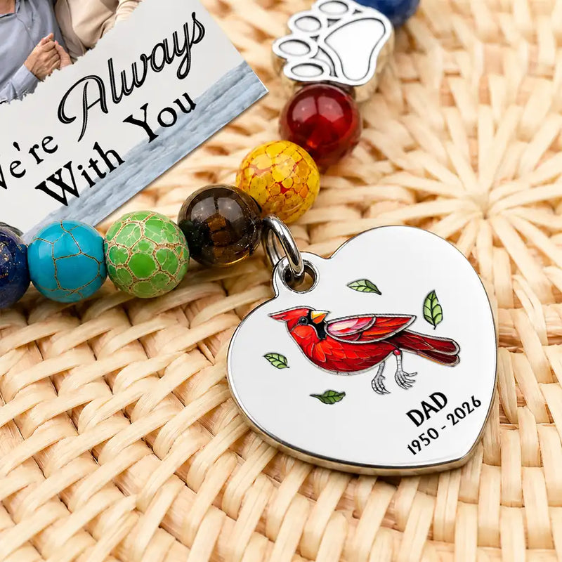 Memorial Loved One,Sympathetic,Family,Memorial,Icon,Upload Full Photo - Custom Photo Memorial My Mind Still Talks To You - Personalized Rainbow Bridge Bracelet