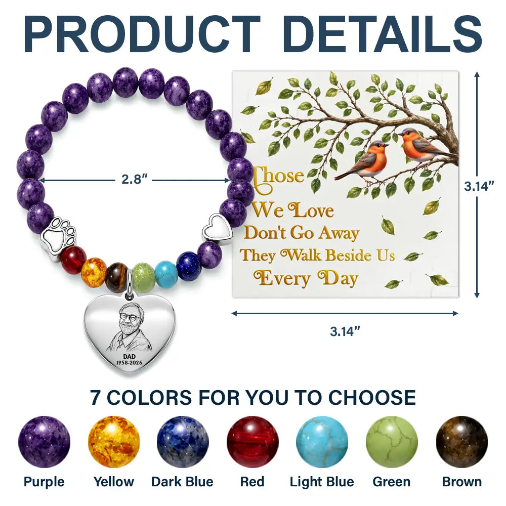 Art Design,Memorial Loved One,Sympathetic,Family,Memorial,Photo - Pencil Sketch - Bold - Custom Photo Bold Sketch Memorial I'm Always With You - Personalized Rainbow Bridge Bracelet