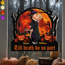 Halloween,Romantic,Gift For Couples,Vector - Till Death Do Us Part - Personalized Window Hanging Suncatcher Ornament
