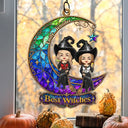 Gift For Bestie,Playful,Halloween,Vector - Halloween Best Witches Bestie - Personalized Window Hanging Suncatcher Ornament
