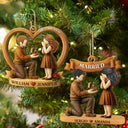 Christmas,Romantic,Gift For Couples,Vector - She Said Yes First Christmas Married Engaged Couple - Personalized Custom Shaped Wooden Ornament
