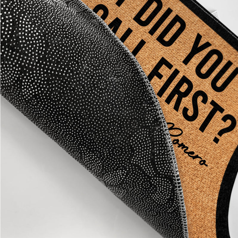 Flat Art Couple Did You Call First - Gift For Family - Personalized Doormat