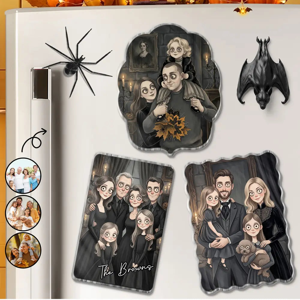 Custom Photo Gothic Portrait Art Family Spooky Halloween - Personalized Acrylic Magnet