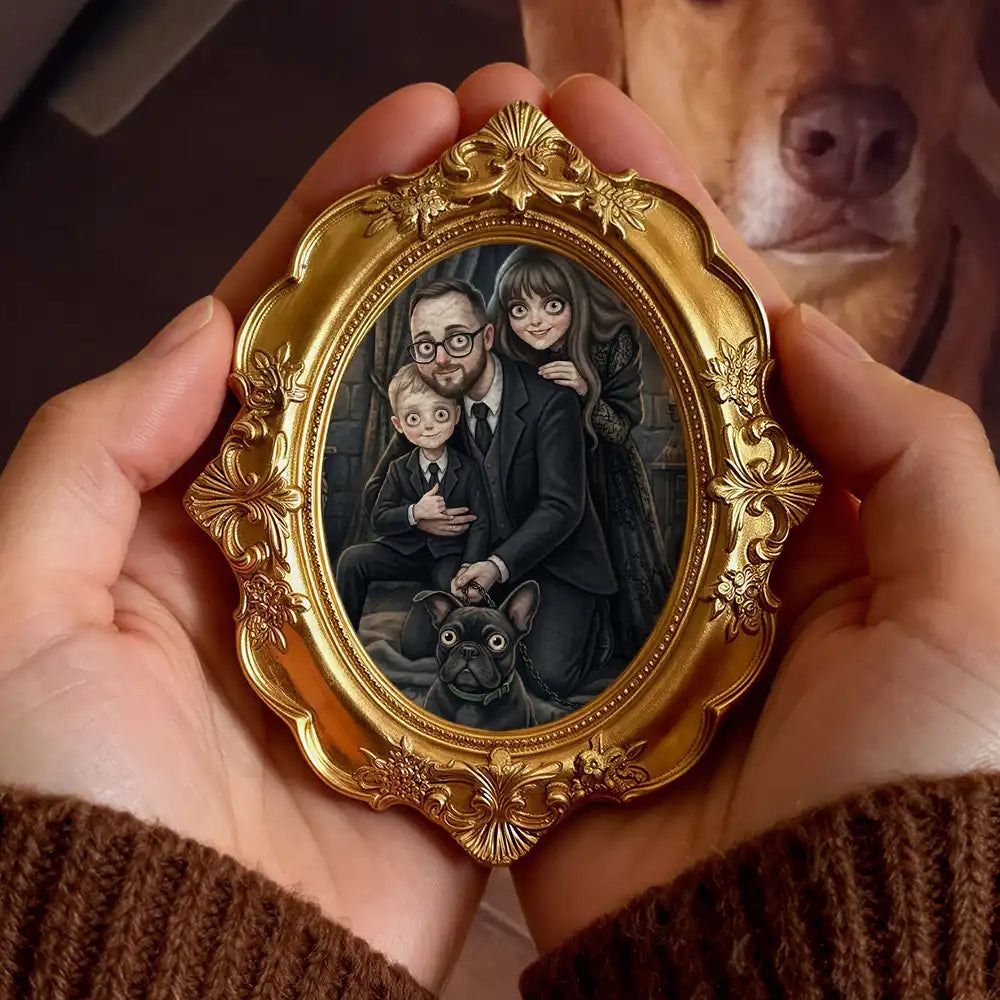 Adorable,Art Design,Halloween,Family,Photo - Gothic Portrait Art - Custom Photo Gothic Portrait Art Family Spooky Halloween - Personalized Ornate Frame