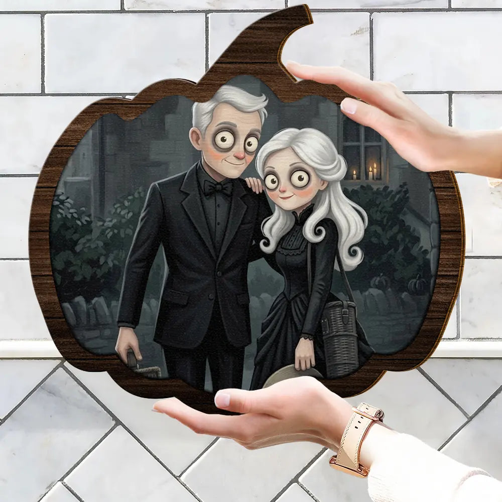 Adorable,Art Design,Halloween,Family,Photo - Gothic Portrait Art - Custom Photo Gothic Portrait Art Family Spooky Halloween - Personalized Custom Shaped Wood Sign